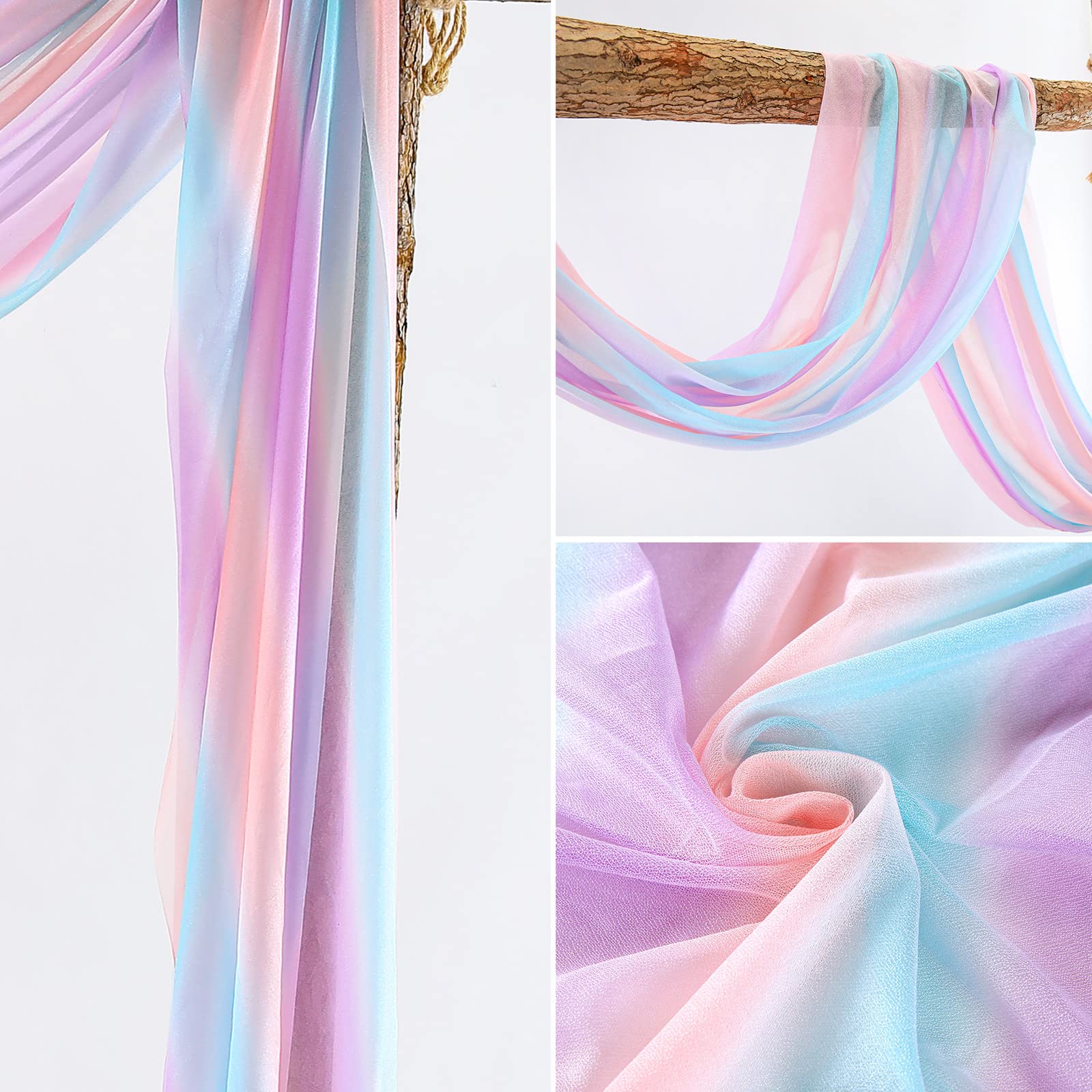 Garvee Wedding Arch Draping Fabric Tulle Contrast Colour Outdoor Backdrop 2FTx18FT Riutilizzabile Spruzzabile con Acqua Versatile