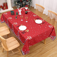 Tovaglia natalizia con albero di Natale, impermeabile, lavabile, 137x137 cm, rosa, per feste e cucina, festiva