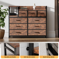 Cassettiera Garvee con 9 cassetti in tessuto, multifunzionale per camera da letto e soggiorno, 100x30x86 cm, colore retrò