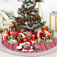 Gonna per albero di Natale in maglia Garvee da 48 pollici con fiocchi di neve, doppio strato, rifinitura in pelliccia sintetica per interni e ufficio, rustica, grande, bianca