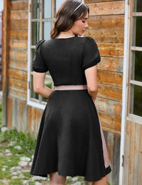 Garvee Dirndl, abito tradizionale da donna midi in pelle scamosciata con grembiule, nero, taglie 34-52