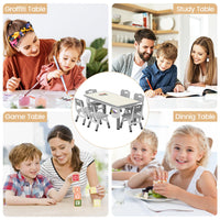 Garvee Set Tavolo e 6 Sedie per Bambini Regolabile in Altezza Piano Graffiti Cancellabile Casa e Asilo Multicolore