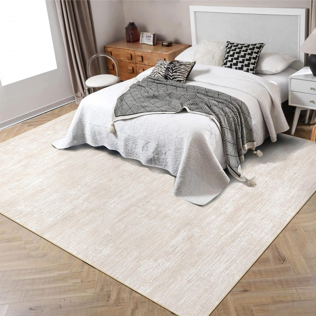 Tappeto moderno Garvee 200x290 cm beige per soggiorno, camera da letto, ufficio, sala da pranzo, antiscivolo, lavabile in lavatrice