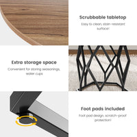 Tavolo da pranzo rotondo Garvee per 4-6 persone, 47 pollici, stile country moderno, base in metallo robusto, piano in legno, versatile per cucina e sala da pranzo