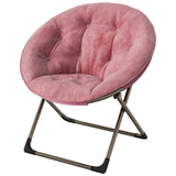 Garvee Poltrona Saucer in Pelliccia Sintetica con Telaio in Metallo Pieghevole, Seduta Oversize Morbida, Design a Fiore, Rosa Pelle, Per Camera o Dormitorio