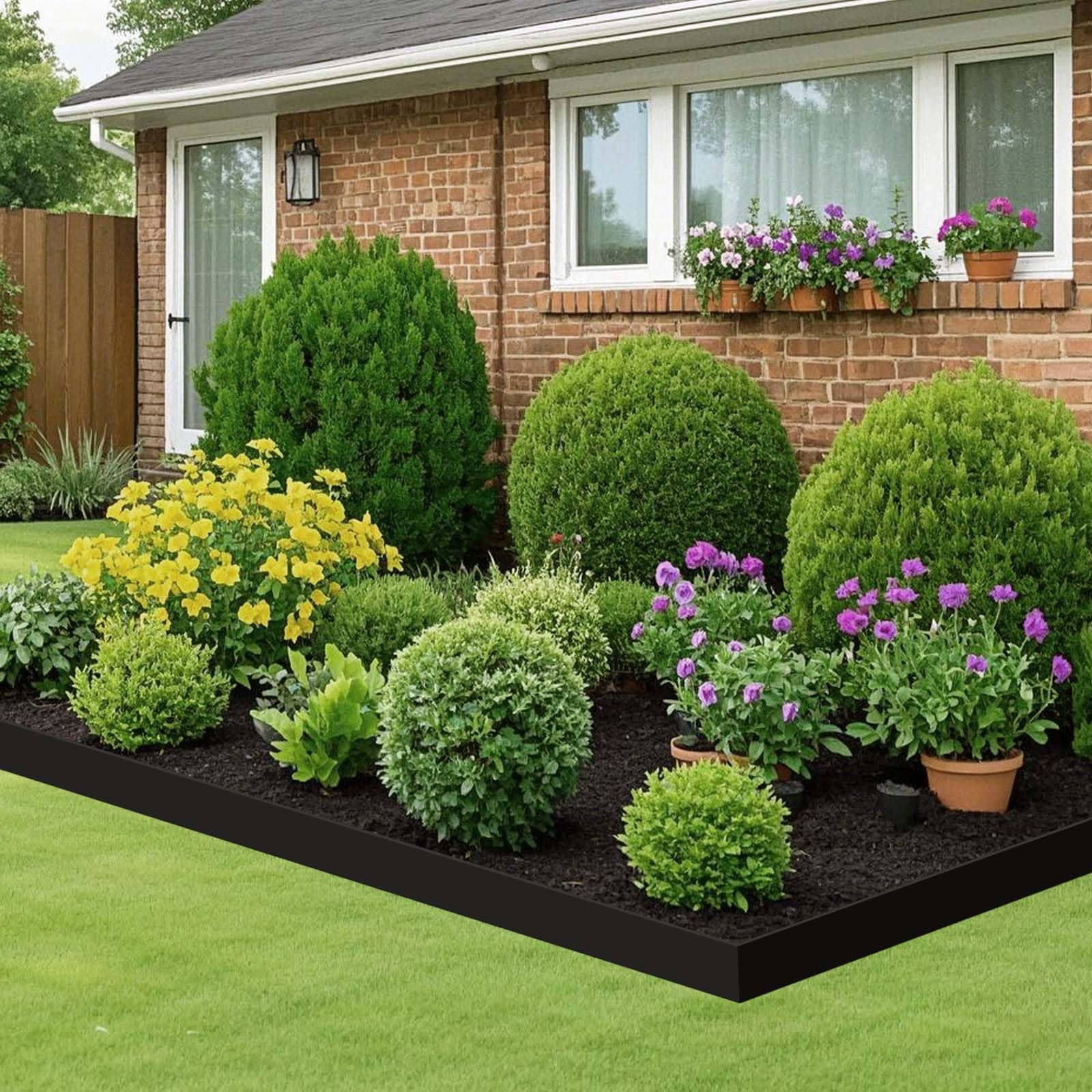 Kit di bordatura da giardino Garvee da 10 m in materiale PE flessibile, altezza 10 cm, per aiuole e sentieri con 30 picchetti resistenti, senza bisogno di scavare