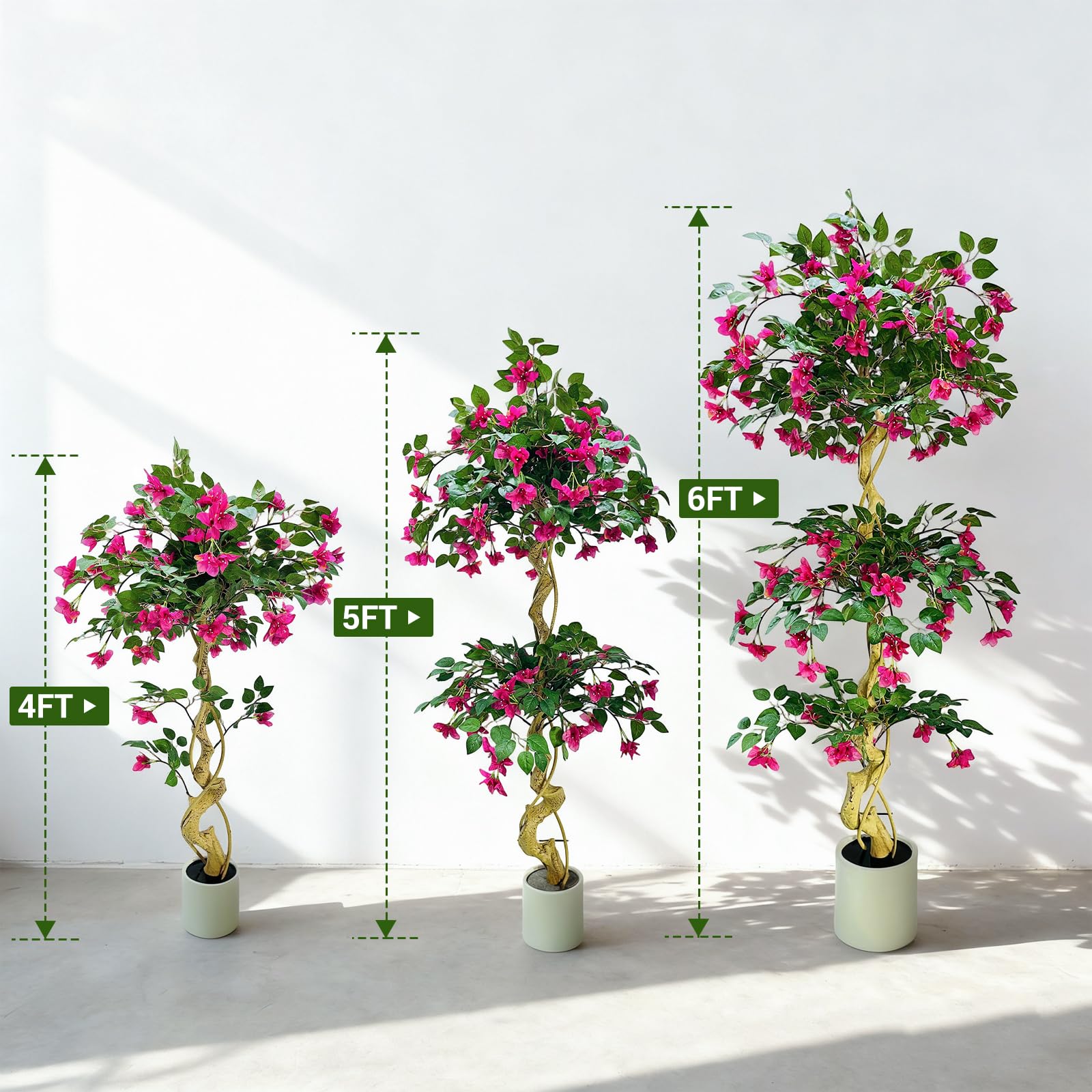 Albero di bouganville artificiale Garvee da 4 piedi con fiori rosa per uso interno ed esterno, leggero, versatile, seta