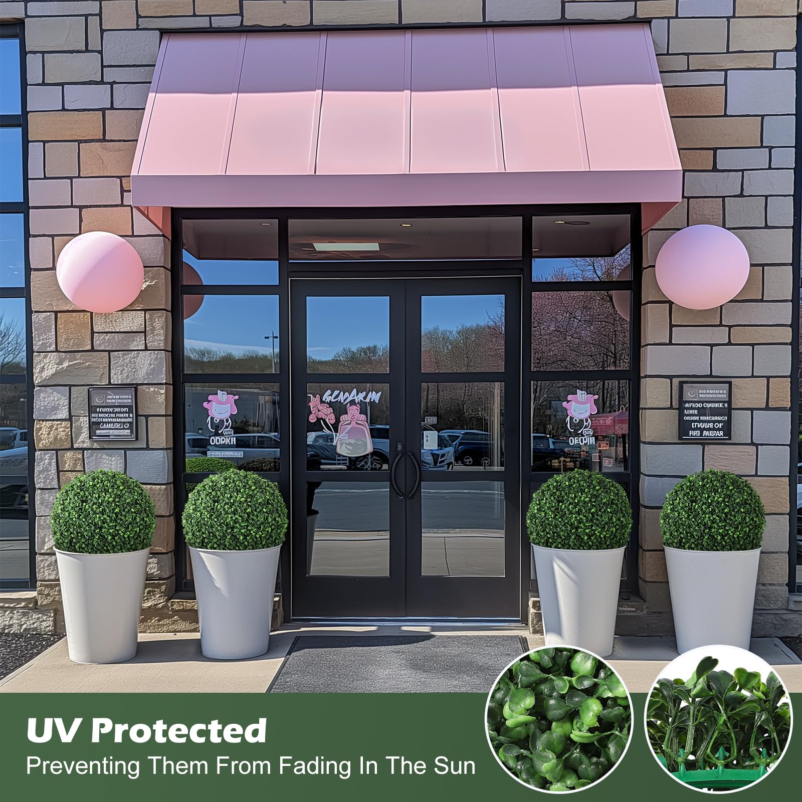 Garvee, palla di bosso artificiale da 16 pollici con 8 modalità di luce, a batteria, materiale PE per giardino e matrimoni, resistente ai raggi UV, telecomando, verde