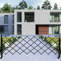 Garvee Barrier - Recinzione mobile per cani da cantiere, campeggio, 1,9 m, estensibile, recinzione anti-salto, acciaio nero