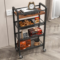 Garvee Chariot De Rangement À 4 Niveaux Mit Paniers Extractibles Und Roulettes Für Küche und Service, 41.3x20.2x81.7 cm, Braun Schwarz