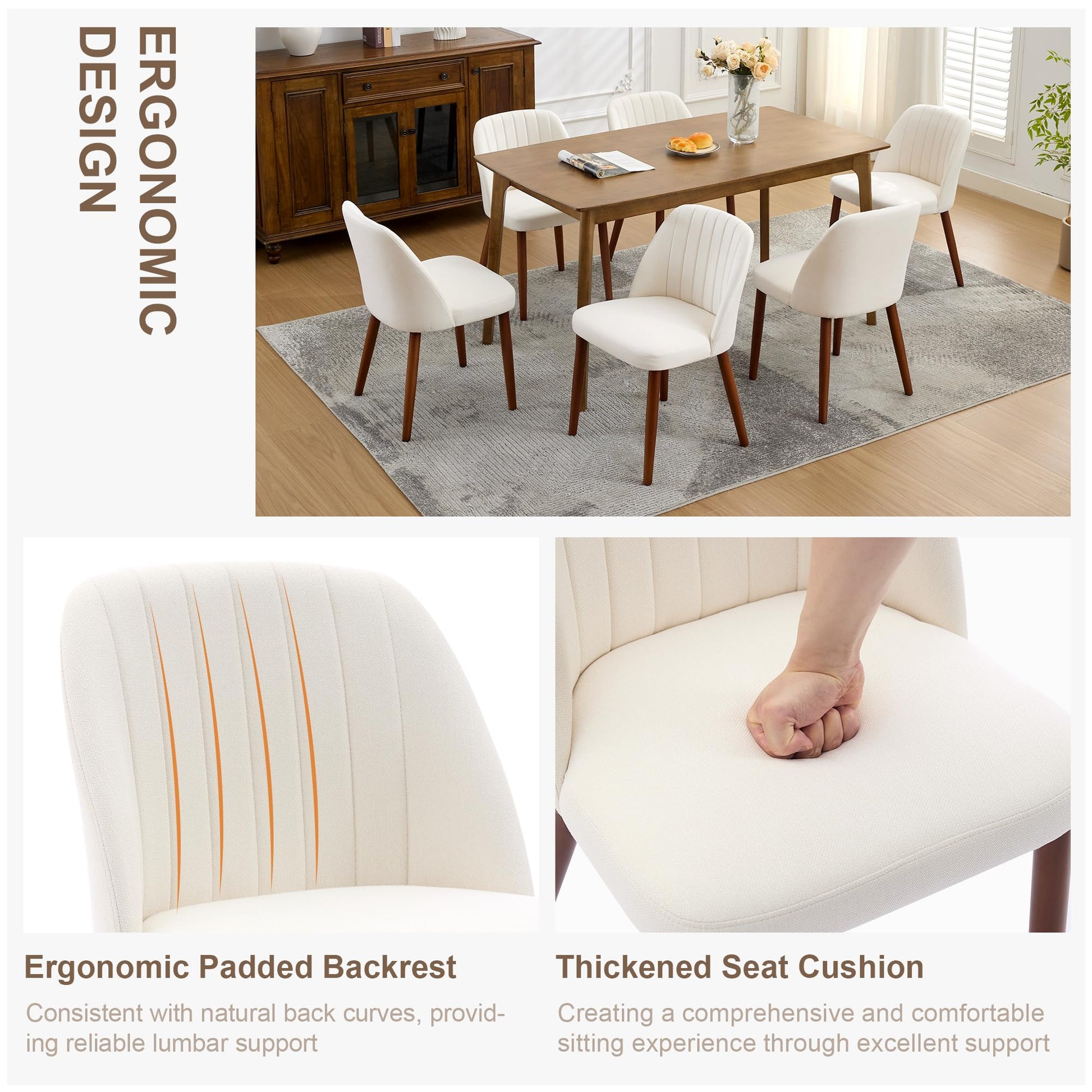 Set di 2 sedie da pranzo in legno Garvee, imbottite, design moderno per cucina e ristorante, compatte, marrone