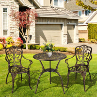 Set da esterno Garvee da 3 pezzi in alluminio pressofuso con foro per ombrellone per giardino, balcone, terrazza, finitura in ottone retrò, robusto ed elegante