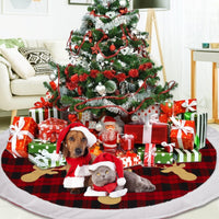 Gonna per albero di Natale Garvee da 48 pollici, motivo a quadri rossi e neri con motivo a cervo, pelliccia sintetica, per casa e feste