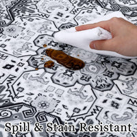 Garvee Teppich Vintage Boho Waschbar Rutschfest Weicher Flachflor Kaschmir-Polyester Grau 120x170cm Wohnzimmer Schlafzimmer