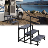 Scala Garvee RV con Corrimano Singolo 3 Gradini Antiscivolo Capacità 300 kg Acciaio Verniciato Portatile per Camper Piscine Esterni