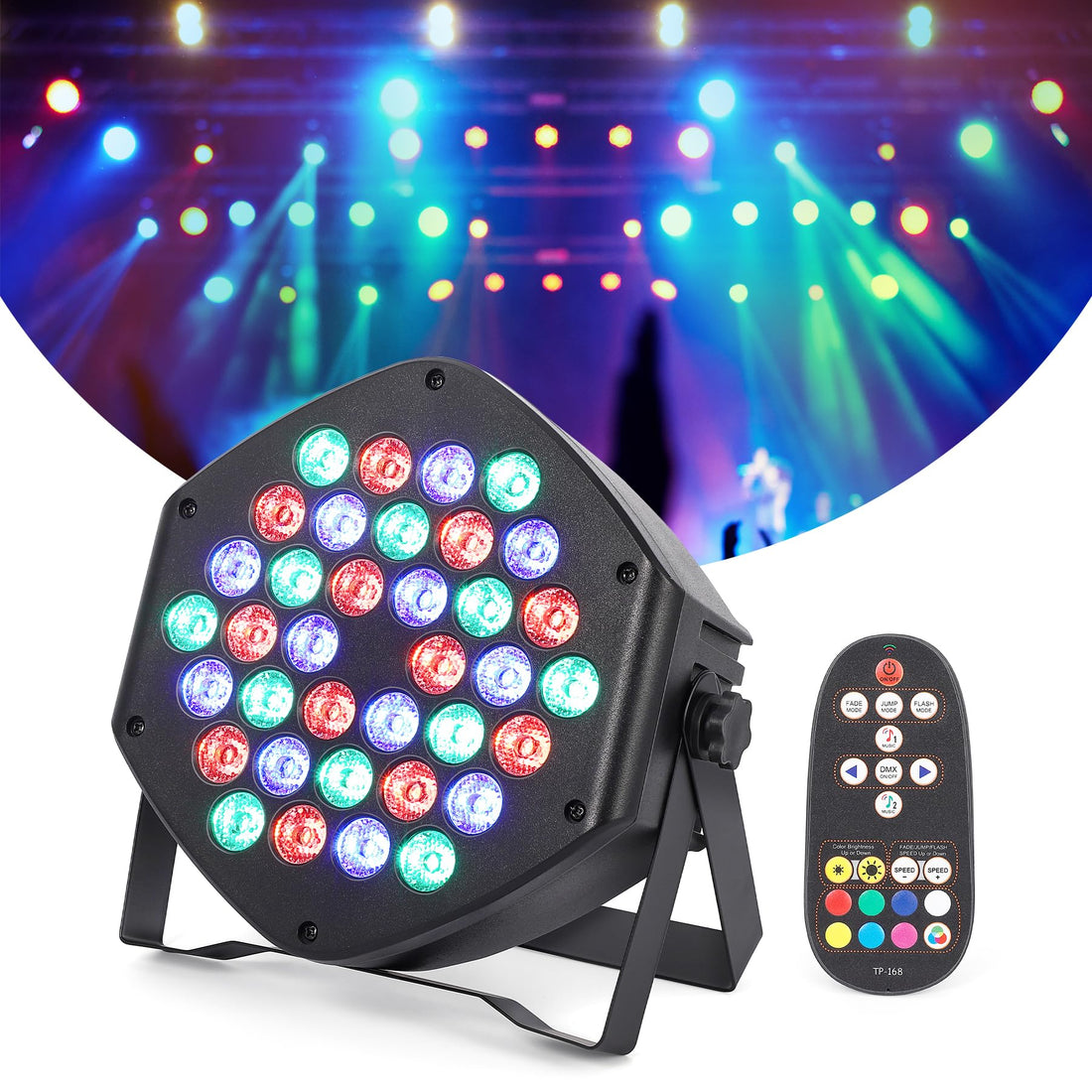 Faretto LED Garvee, batteria ricaricabile, luce par, luce per feste RGB a 36 LED, illuminazione da palco, telecomando flessibile, controllo DMX, multicolore
