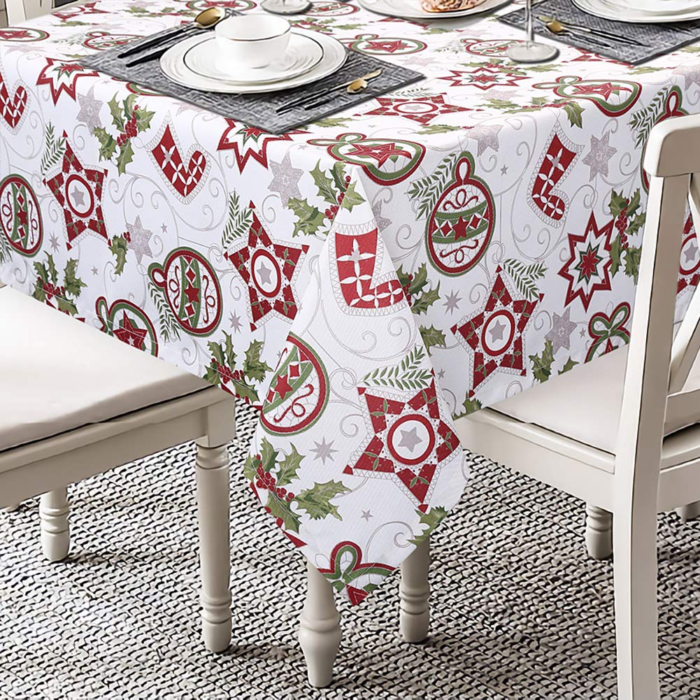 Tovaglia natalizia Garvee in poliestere, 52x52 pollici, impermeabile, resistente all'olio e lavabile, per feste e sala da pranzo, motivo natalizio, rosso