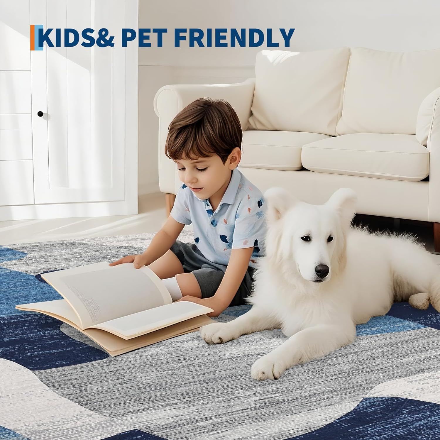 Tappeto moderno astratto per soggiorno Garvee, a pelo corto, antiscivolo, lavabile, morbido, leggero, per camera da letto e ufficio, 60x230 cm