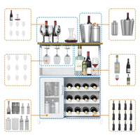 Mobile bar per vino Garvee, 3 ripiani con portabottiglie rimovibile per cucina e bar, 69,1 cm L x 35,1 cm P x 91,9 cm A, bianco, robusto MDF e ferro