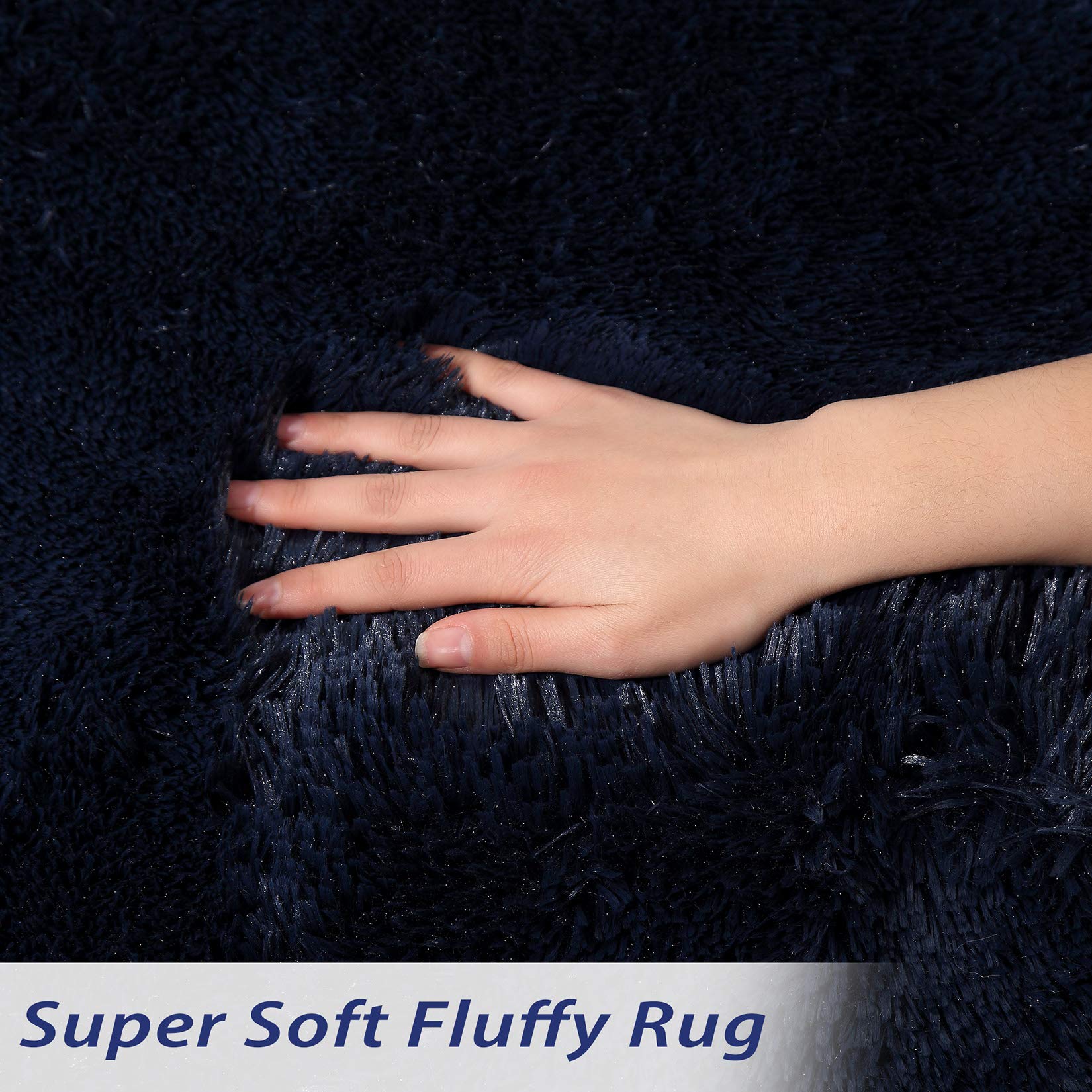 Tappeto Garvee Navy 8x10 piedi soffice velluto 4 cm pelo poliestere antiscivolo morbido per soggiorno e camera da letto