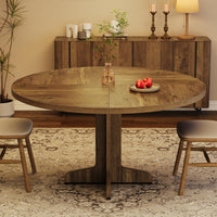 Tavolo da pranzo rotondo Garvee da 47" per 4 persone con robusta struttura in metallo e piano in MDF, design rustico per cucina e soggiorno, marrone