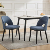 Set 2 posti pranzo imbottite Garvee - Tessuto moderno, schinale alto, seduta profonda - Struttura in legno, blu, cucina e caffetteria - Blu, 2 pezzi