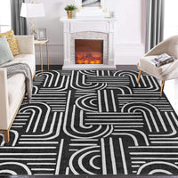 Garvee Teppich 80x150 cm Geometrico Grigio, Lavabile & Antiscivolo, Morbido Imitazione Cashmere, Moderno Design per Soggiorno e Camera
