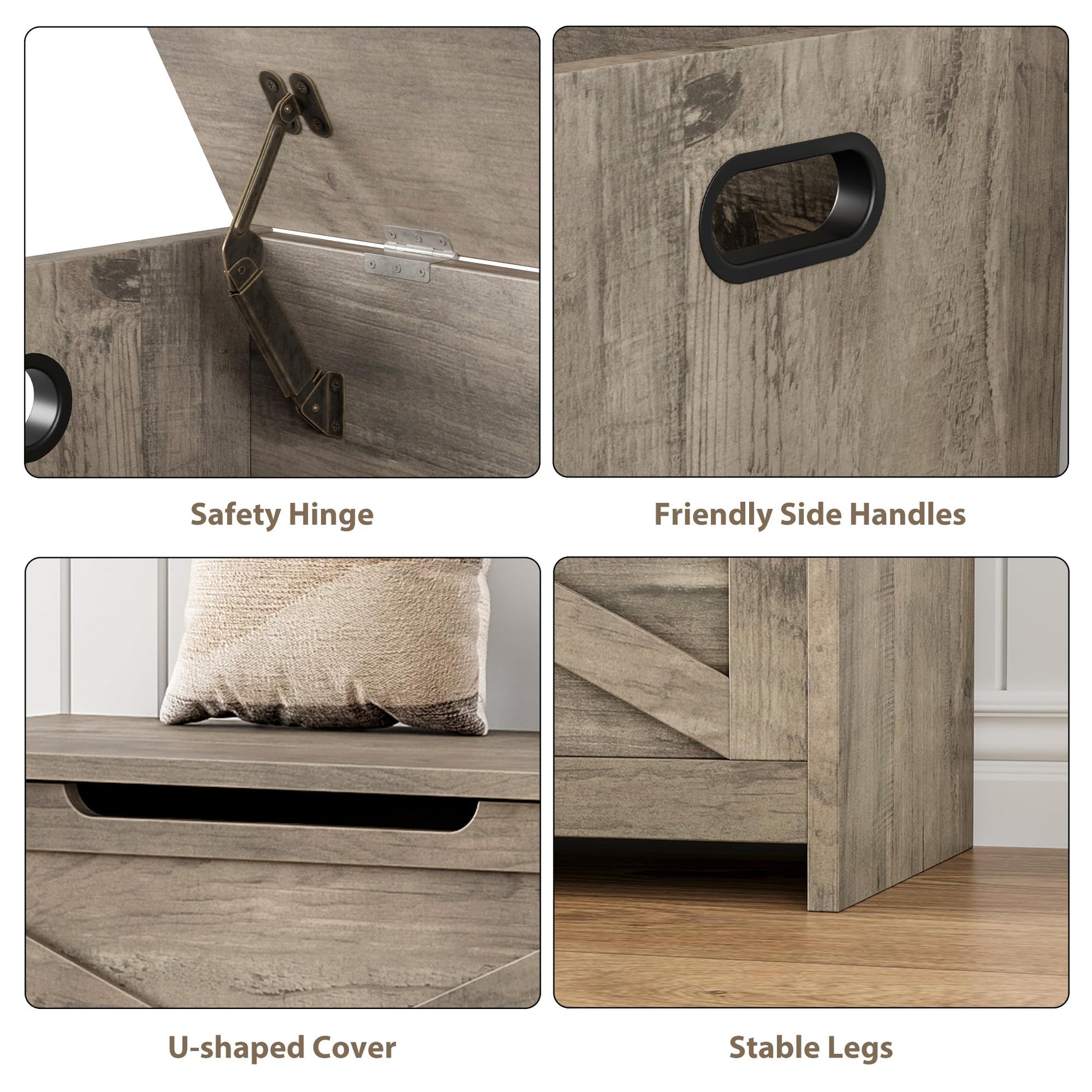 Panca portaoggetti in legno Garvee da 30 pollici con serratura di sicurezza per soggiorno e camera da letto, grande, robusta, versatile