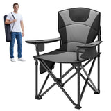 Garvee Campingstuhl Faltbar Bis 200 KG Ultragroßer Angelstuhl 64 cm Schwarz/Grau Für Garten & Strand