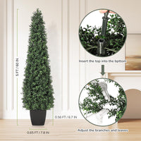 Garvee 5FT Artificiale Bosso Topiario Set da 2 Pezzi Resistente alle Intemperie Facile da Pulire per Uso Interno ed Esterno Verde