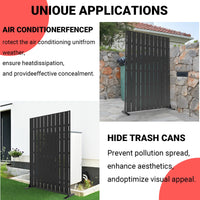 Garvee Schermo per la privacy in metallo 72"x47" con motivo a foglie, 3 pannelli, resistente alle intemperie per giardino e balcone, regolabile, grigio