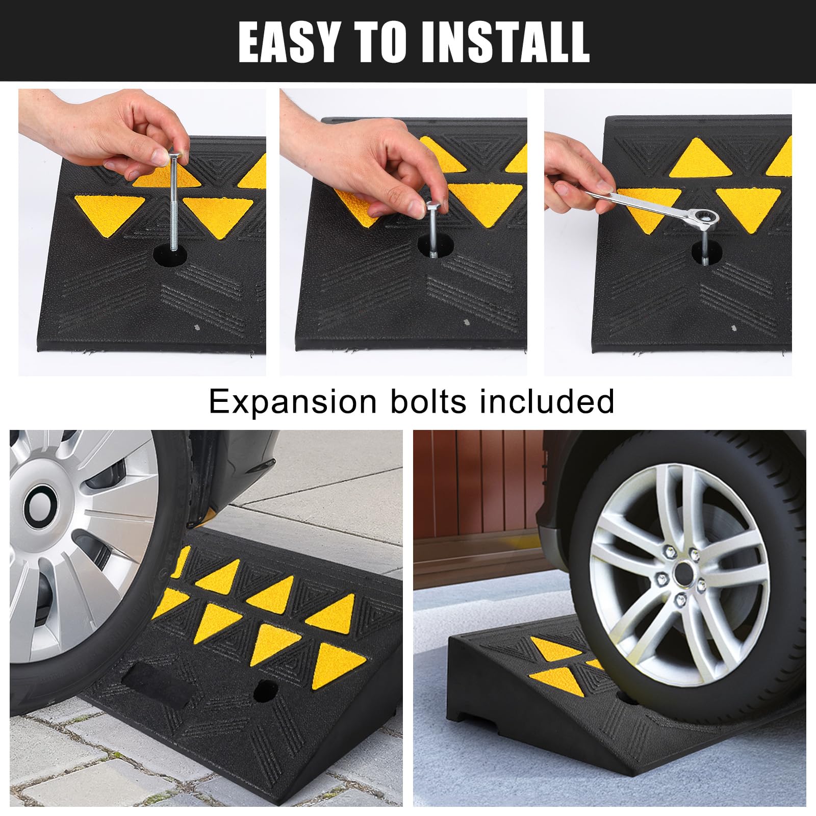 Rampa in gomma per impieghi gravosi Garvee, capacità di carico di 15 tonnellate, con protezione per cavi, per garage e area di carico, altezza 4,1", antiscivolo, resistente ai raggi UV