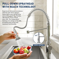 Lavello da cucina da incasso Garvee 30x18x9" in acciaio inossidabile con rubinetto a molla estraibile, vasca singola, accessorio da cucina, argento