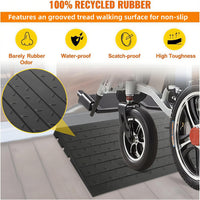 Rampa di transizione per soglia Garvee da 3" con capacità di carico di 2500 libbre, in gomma antiscivolo, per sedia a rotelle e scooter, approvata universalmente, nera