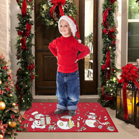 Garvee Zerbino Natalizio con pupazzo di neve e fiocco di neve, supporto in silicone antiscivolo, resistente alle intemperie, 50x80 cm, per uso interno ed esterno