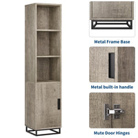 Mobiletto da bagno alto Garvee da 70" stretto con anta, ripiano regolabile, in legno, stile country moderno, nero, per cucina e soggiorno