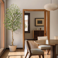 Albero di ulivo artificiale Garvee da 7 piedi con tronco realistico, foglie di seta e vaso di cemento stabile per l'arredamento del soggiorno e dell'ufficio, verde