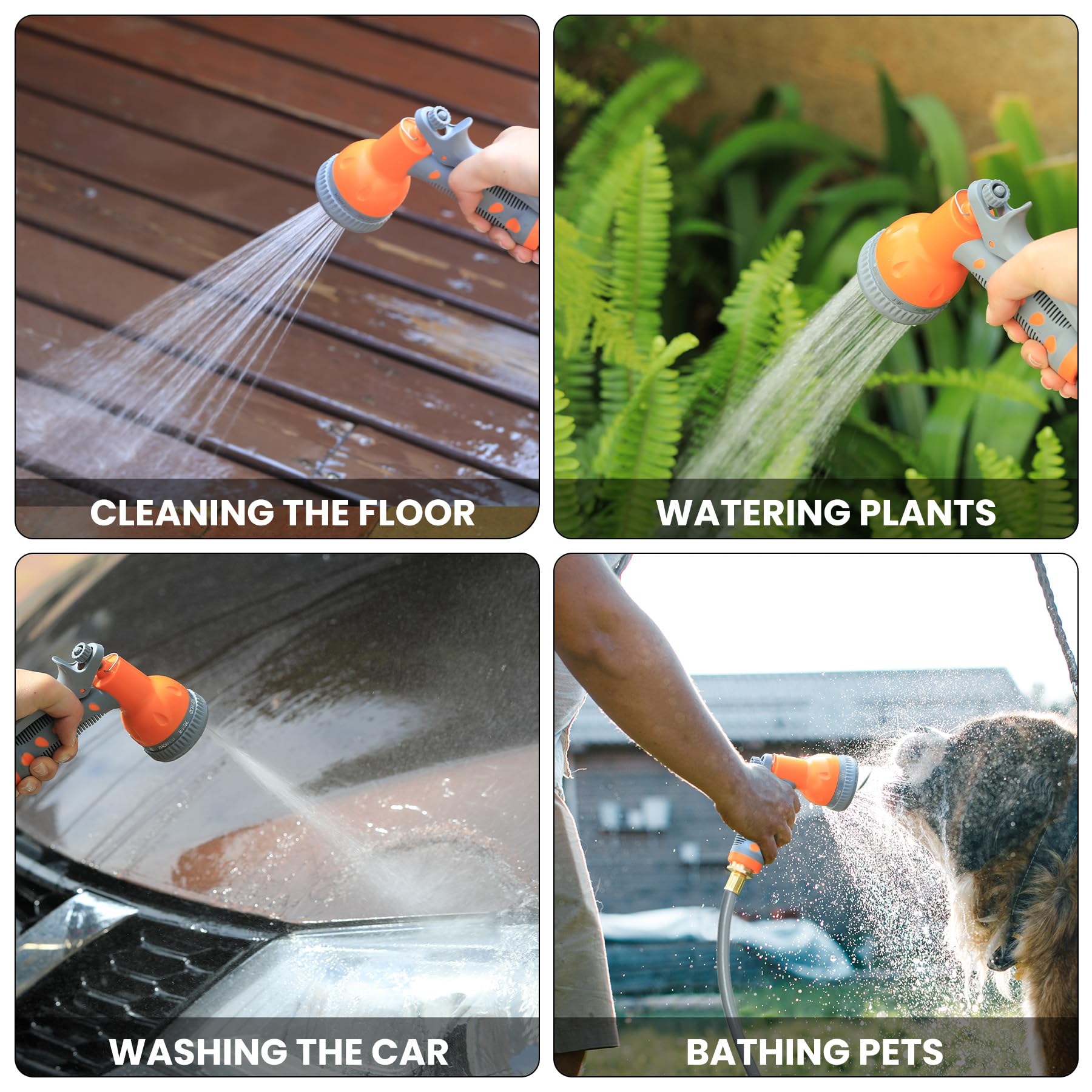 Avvolgitubo retrattile Garvee da giardino da 5/8" x 65 piedi con spruzzatore a 9 funzioni, lunghezza bloccabile, PVC e ottone, ritorno lento automatico, rotazione di 180°, montaggio a parete per giardino