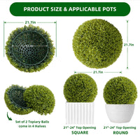Set di palline di Garvee artificiale da 21,7 pollici, resistenti ai raggi UV, uso manuale, materiale PE, per uso interno ed esterno, verde, con tutti i