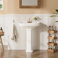 Lavabo rettangolare in ceramica Garvee da 23x19 pollici con rubinetto a 3 fori e troppo pieno per bagno moderno in bianco