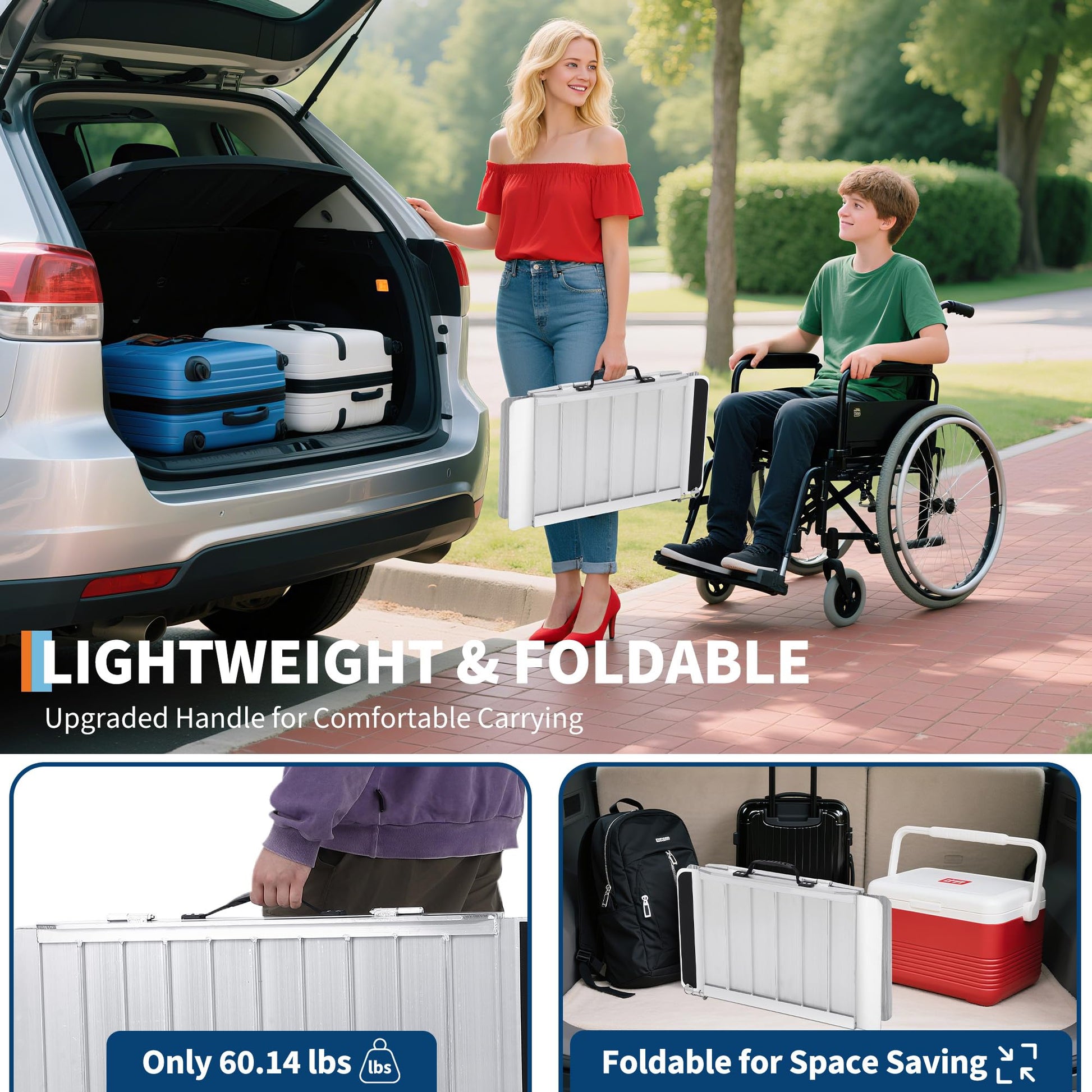 Rampa per sedia a rotelle in alluminio Garvee da 3 piedi - Rampa per mobilità di media lunghezza per casa, auto e accesso pubblico con capacità di peso di 600 libbre, perfetta per sedie a rotelle e ausili per la deambulazione