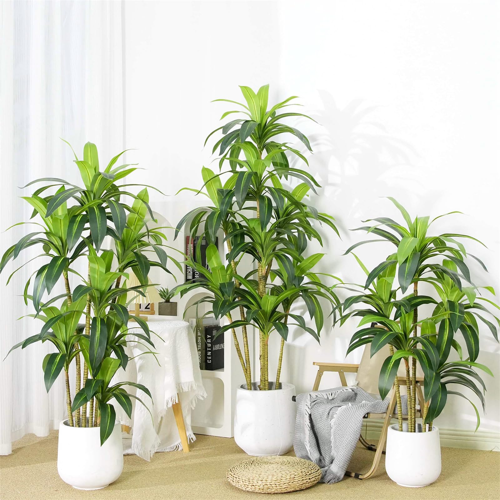 Albero artificiale in legno brasiliano Garvee da 5 piedi, bassa manutenzione, plastica, per ufficio e casa, foglie realistiche, facile da montare