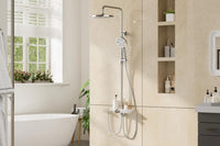 GARVEE Doccia a pioggia senza rubinetto con mensola, sistema doccia regolabile in acciaio inox per doccia, 25 cm rotondo cromato