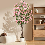 Garvee Albero Artificiale Osmanthus 152 cm con 252 Fiori Bianchi, Tronco in Legno Naturale, Vaso Nero per Decorazione Interni ed Esterni - Rosa