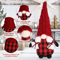 Garvee Decorazione natalizia con elfo, set da 2 pezzi, gnomi Tomte fatti a mano con cappelli rossi per la casa e le feste, 20 cm, rosso