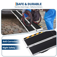 Rampa per sedia a rotelle in alluminio da 7 piedi – Rampa extra lunga con capacità di carico di 600 libbre per gradini alti e ausili per la mobilità