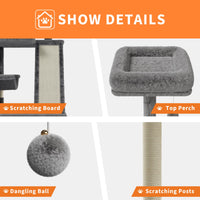 Torre per gatti Garvee Large da 66 pollici con tiragraffi in sisal, multipiano per gioco e riposo al chiuso, confortevole, beige