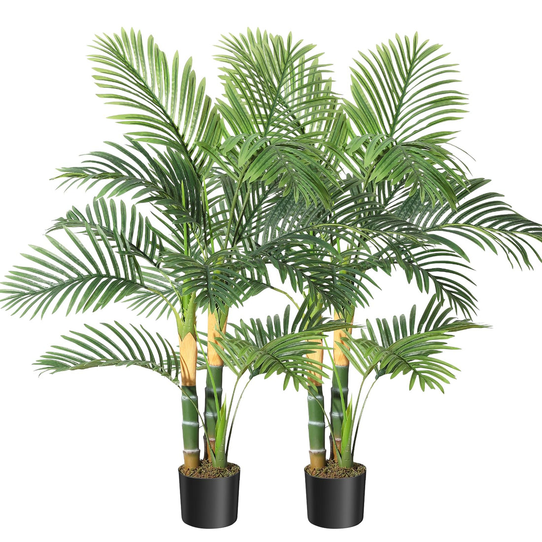 Palma artificiale Garvee Golden Cane da 4 piedi, pianta tropicale realistica, foglie regolabili, materiale PVC e PE, base stabile, decorazione per interni ed esterni