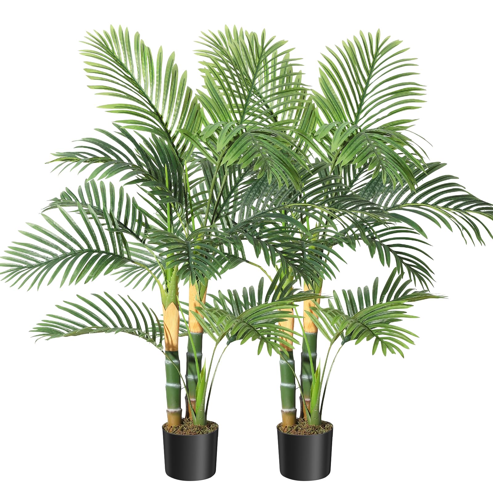 Palma artificiale Garvee Golden Cane da 4 piedi, pianta tropicale realistica, foglie regolabili, materiale PVC e PE, base stabile, decorazione per interni ed esterni