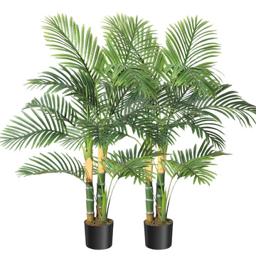 Palma artificiale Garvee Golden Cane da 4 piedi, pianta tropicale realistica, foglie regolabili, materiale PVC e PE, base stabile, decorazione per interni ed esterni